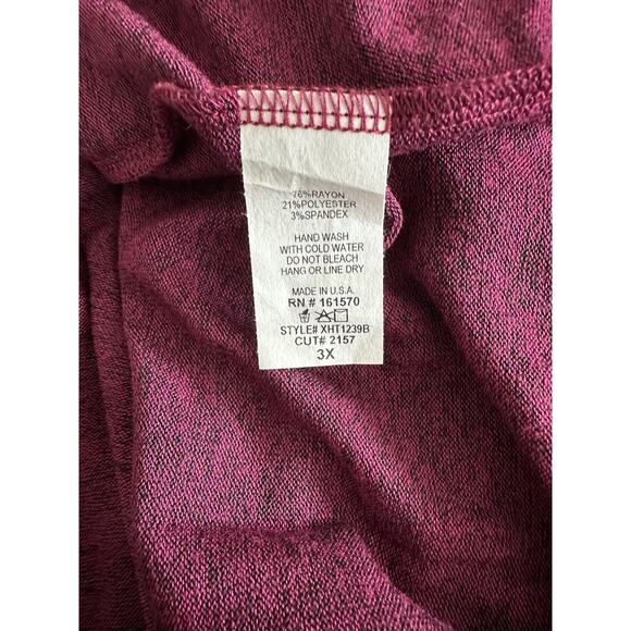 New Haptics Holly Harper Purple Super Soft Heather Lattice Long Sleeve Top 3X - Picture 6 of 6